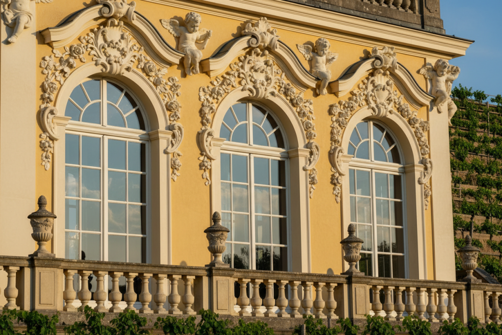 Barocke Fenster am Schloss Sanssouci in Potsdam