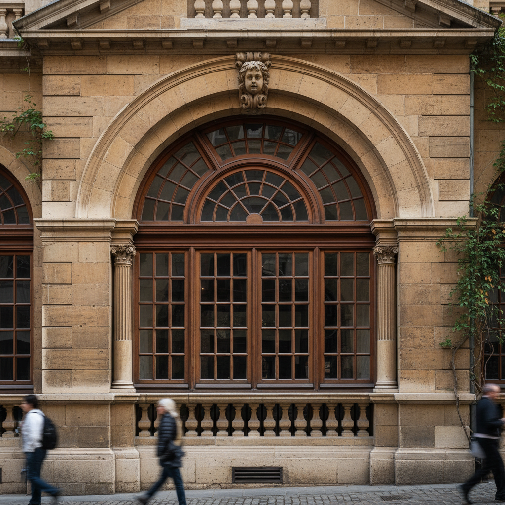 Bogenfenster in historischem Gebäude