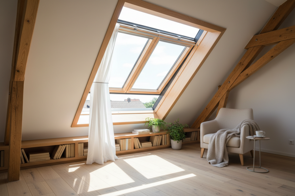 Dachfenster in einem ausgebauten Dachgeschoss