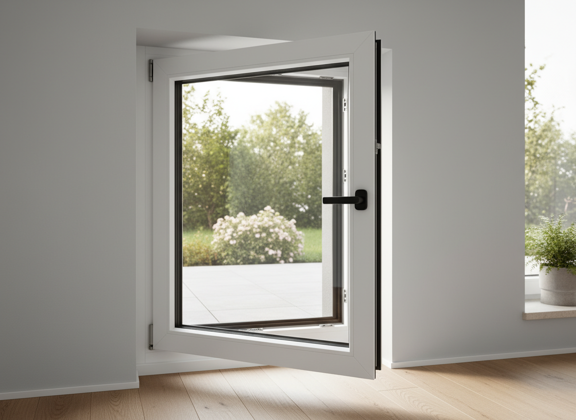 Drehfenster nach Öffnungsart mit geöffnetem Flügel