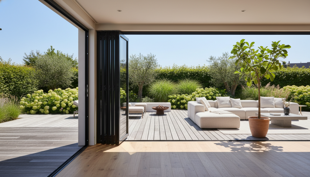 Faltfenster nach Öffnungsart vollständig geöffnet