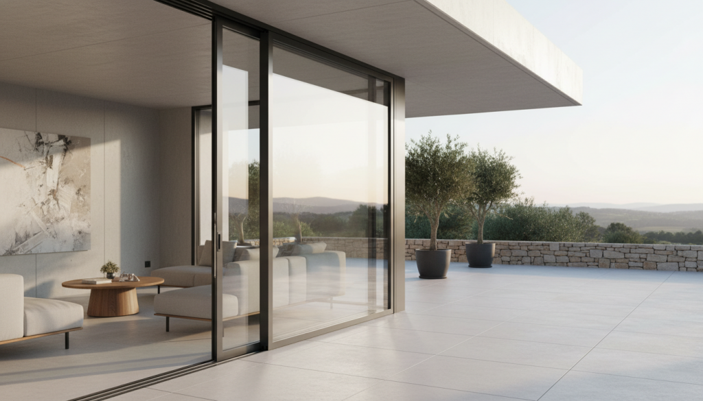 Hebe-Schiebe-Fenster nach Öffnungsart mit Terrasse