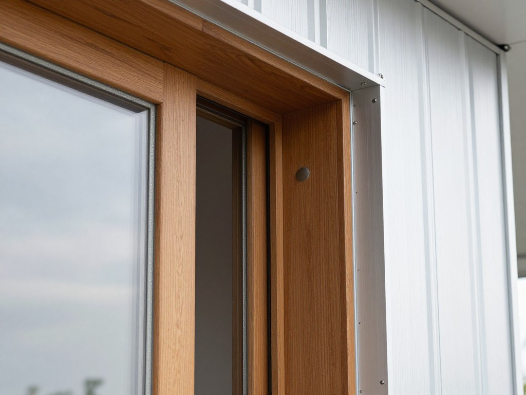 Holz-Aluminium Balkontür mit sichtbarer Materialstruktur