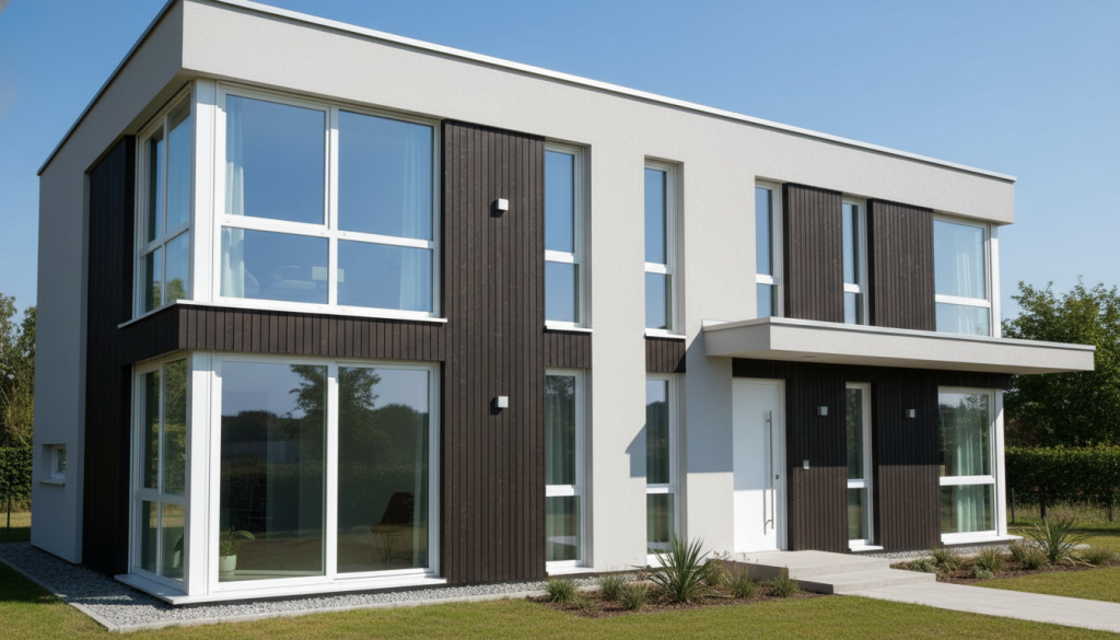 Modernes Einfamilienhaus mit Kunststofffenstern