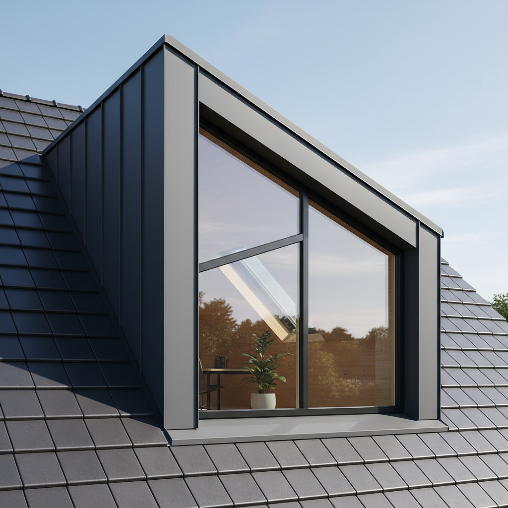 Schrägfenster in einer Dachgaube