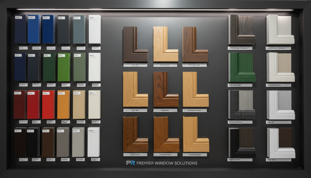 Verschiedene Farboptionen und Oberflächengestaltungen für Fenstermaterialien