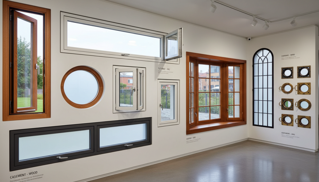 Verschiedene Fensterformen und Öffnungsarten für unterschiedliche Fenstermaterialien