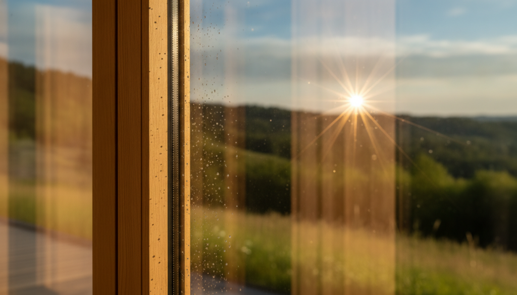 Moderne Fensterverglasung in einem Holzrahmen
